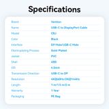  Vention USB-C to DP 4K HD Cable 