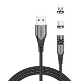 Cáp Sạc Nhanh 2-in-1 USB to Type-C + Micro-B VENTION CQX (3A, 540° Rotating Magnetic Cable, 480Mbps) 