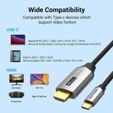  Cáp Chuyển Type-C to HDMI 4K VENTION CRB (4K@60Hz, Cotton Braided, HDCP2.2) 