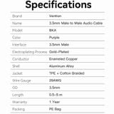 Cáp âm thanh Audio 2 đầu đực AUX 3.5mm Vention Cotton Braided (3.5mm Male to Male Audio Cable) 