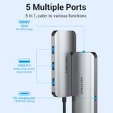  HUB chuyển đa năng Vention 5in1 Type C to HDMI/USB 3.0x3/PD Docking Station - TOD (PD100W, 4K@30Hz, USB3.0 5Gbps high speed) 