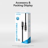  Cáp sạc nhanh C to C 100W Vention Cotton Braided USB 2.0 C Male to C Male 5A Cable 