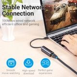  Cáp chuyển Type C sang cổng Mạng RJ45 Vention USB-C to 100M Ethernet Adapter - CFA (100Mbps, Plug & Play) 