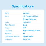  Vention HD Tempered Glass Screen Protector for iPhone 15 with Easy-Installation Tool 