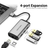  HUB mở rộng tích hợp cổng mạng LAN Vention 4-Ports - CKB (USB 3.0 to USB 3.0*3/Gigabit Ethernet Hub) 
