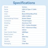  Vention USB 2.0 A Male to C Male 3A Cable Aluminum Alloy Type 