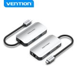  Hub chuyển mở rộng tốc độ cao Vention 5in1 Extention Adapter PD100W - TNF (USB-C to USB3.0x3/RJ45/PD, Compatible with Google Chromecast TV) 