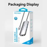  HUB chuyển đa năng tốc độ cao Vention 9in1 Expand Docking Station - TQM ( USB-C to HDMI/USB-C Gen 1/USB 3.0 x 2/RJ45/SD/TF/TRRS 3.5mm/PD) 