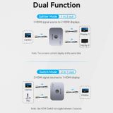  Bộ chuyển cổng HDMI 2 chiều Vention 2-Port Bi-Directional 8K HDMI Switcher - AKP (2in - 1out HDMI Switcher / 1in - 2out HDMI Slitter) 