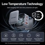  Vention 3-Port USB (C+C+A) GaN Charger (70W/70W/22.5W) Gray with USB-C to USB-C Cable (1M) Black EU-Plug 