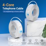  Dây cáp điện thoại bàn 4 lõi chống nhiểu Vention 4 Core Telephone Cable (cuộn 100 met, Màu trắng, Support telephone/Fax) 