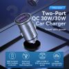 Tẩu sạc nhanh 2 cổng sạc Vention Two-Port USB Car Charger 30W (Kim loại, support QC 3.0, SCP,FCP, AFC) 