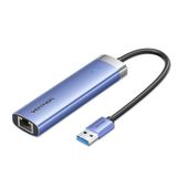  HUB chuyển đa năng tốc độ cao Vention 5in1 Worksation - TGF (USB 3.0 to USB 3.0 x 3/RJ45/USB-C, Aluminum Alloy) 
