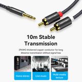  Cotton Braided 3.5mm Male to 2RCA Male Audio Cable Blue Aluminum Alloy Type 