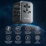  Củ Sạc Nhanh Đa Năng Du Lịch Toàn Cầu 1C + 2A VENTION FJE 20W (20W/18W/18W) 