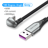  Cáp Sạc Nhanh USB to Type-C B VENTION COH 66W (5A, 180°Angle Wire) 
