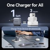  Vention 3-Port USB (C+C+A) GaN Charger (70W/70W/22.5W) EU-Plug 