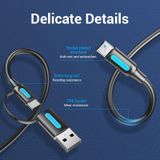  Cáp Sạc Đa Năng 2 to 1 VENTION CQL (USB + Type C to Type C 20V/3A, 480Mbps, QC4.0, 3.0) 