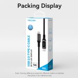  Cáp sạc nhanh, vải dù Vention Cotton Braided Cable With LED Display 5A/100W - TAY (E-Marker Chip, PD Fast charge) 