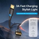  Vention Nylon Braided USB 2.0 A Male to C Male 3A Cable  LED Type 