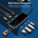  HUB chuyển đa năng Vention 9in1 Multi-function Docking Station (USB-C to HDMI 4K@60Hz/USB-C Gen 1/USB 3.0/USB 2.0*2/RJ45/SD/TF/PD) 