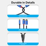 Cotton Braided 3.5mm Male to 2RCA Male Audio Cable Blue Aluminum Alloy Type 