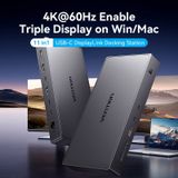  HUB Chuyển Đổi Đa Năng 11-in-1 VENTION TPW (Type-C to RJ45 1Gbps + 1*TF/SD + 1*USB-C Host + 1*Type-C PD100W + 1*USB-C/1*HDMI2 4K@60Hz + USB-A 3.2 Gen2 10Gbps + 2*Type-C 3.2 Gen2 10Gbps + DP or HDMI1 4K@60Hz, DisplayLink, Compatible with Windows/MacOS) 