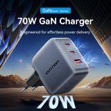  Vention 3-Port USB (C+C+A) GaN Charger (70W/70W/22.5W) EU-Plug 