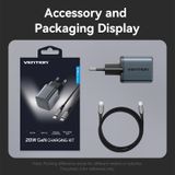  Vention 1-Port USB-C GaN Charger (20W) Gray with USB-C to Lightning Cable (1M) Black EU-Plug 