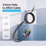  Cotton Braided 3.5mm Male to 2RCA Male Audio Cable Blue Aluminum Alloy Type 