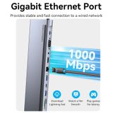  Multi-function USB-C to HDMI/VGA/USB-C Gen 1/USB 3.0x2/USB 2.0/RJ45/SD/TF/TRRS 3.5mm/PD Docking Station 0.25m Gray Metal Type 