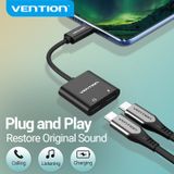  Đầu Chuyển USB C to Dual Type C VENTION CFM (3A/18W, Charging + Headphone) 