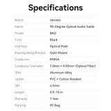  Cáp quang Audio vải dù cao cấp Vention 90-Degree Optical Audio Cable ( Đầu mạ vàng, gập chữ L 90 độ / Xoay 360 độ, Aluminum Alloy ) 