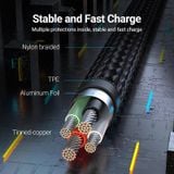  Cáp sạc Micro USB Vention  Right Angle 3A Fast Charge Cable (Đầu Micro USB cắm 2 chiều, USB 2.0 A Male to Micro USB Male, Aluminum Alloy) 