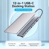  Multi-function USB-C to DP/HDMI/VGA/USB-C Gen 1/USB 3.0x2/USB 2.0/RJ45/SD/TF/TRRS 3.5mm/PD Docking Station 0.25m Gray Metal Type 