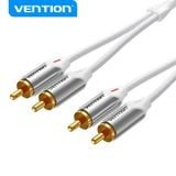  Cáp âm thanh Jack bông sen chất lượng cao Vention Cotton Braided 2RCA Male to Male Audio Cable - BCQ (Cáp vải dù siêu bền, đầu mạ vàng) 