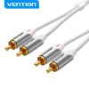  Cáp âm thanh Jack bông sen chất lượng cao Vention Cotton Braided 2RCA Male to Male Audio Cable - BCQ (Cáp vải dù siêu bền, đầu mạ vàng) 