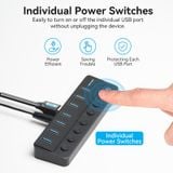  HUB chia cổng USB3.0 tốc độ cao Vention USB B 3.0 to USB 3.0 x7-Port Hub - CHX (5Gbps USB3.0, bât/tắt nguồn riêng cho từng Port) 