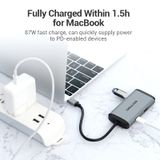  Bộ Hub Mở Rộng Đa Năng 6 in 1 Vention CNCHB Type-C to HDMI/USB3.0*3/RJ45/PD Converter 0.15M 