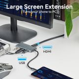  USB-C to HDMI/USB 3.0x3/SD/TF Docking Station Aluminum Alloy Type 0.15M Gray 