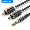  Cotton Braided 3.5mm Male to 2RCA Male Audio Cable Blue Aluminum Alloy Type 