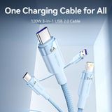  Vention USB 2.0 A Male to 3-in-1 USB-C & Lightning & Micro-B Male 6A Cable Aluminum Alloy Type 