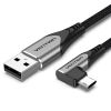  Cáp sạc Micro USB Vention  Right Angle 3A Fast Charge Cable (Đầu Micro USB cắm 2 chiều, USB 2.0 A Male to Micro USB Male, Aluminum Alloy) 