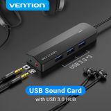  HUB Mở Rộng Kết Nối 2 in 1 VENTION CHIBB 3*USB3.0 + Card Mở Rộng Âm Thanh USB 