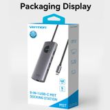  HUB chuyển đa năng Vention 9in1 MST Support Docking Station - TQV (USB-C to HDMI x 2[MST]/USB 3.0 x 2/USB 2.0/RJ45/SD/TF/PD) 