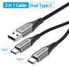  Cáp sạc 2 đầu Type C chuẩn MFI Vention Y-Splitter Cable CQO (USB 2.0 A Male to Dual USB-C Male, 0.5/1M Gray Aluminum Alloy, MFi Certified) 