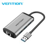  HUB mở rộng tích hợp cổng mạng LAN Vention 4-Ports - CKB (USB 3.0 to USB 3.0*3/Gigabit Ethernet Hub) 