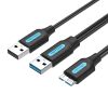  Cáp Data tốc độ cao Vention USB 3.0 A Male to Micro-B Male Cable with USB Power Supply - CQP (Cáp chuyển USB sang Micro-B, 5Gbps, for HDD Box) 