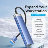 HUB chuyển đa năng tốc độ cao Vention 5in1 Worksation - TGF (USB 3.0 to USB 3.0 x 3/RJ45/USB-C, Aluminum Alloy) 