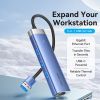  HUB chuyển đa năng tốc độ cao Vention 5in1 Worksation - TGF (USB 3.0 to USB 3.0 x 3/RJ45/USB-C, Aluminum Alloy) 